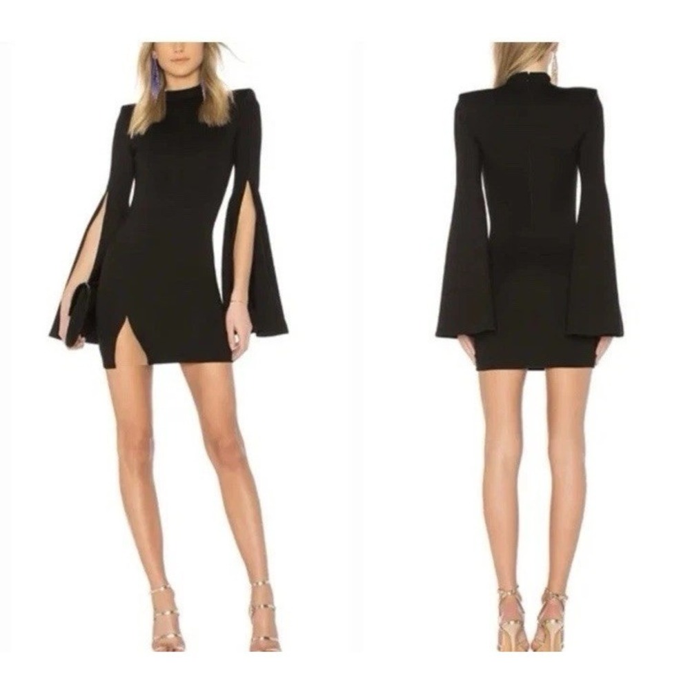 NEW Michael Costello x REVOLVE Mr. Gibson Mini Dress Black Size S L/S